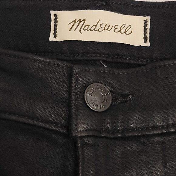 Madewell Petite‎ Kick Out Crop Jeans: Coated Edition in True Black Wash Size P29 - Picture 8 of 15